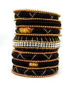 Traditional black silk thread bangle  (15 pcs)