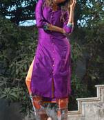 Purple faux georgette art silk stitched kurti