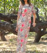 multicolor faux georgette satin stitched kurti