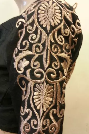 Black dupion silk long sleeves blouse