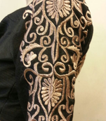 Black dupion silk long sleeves blouse