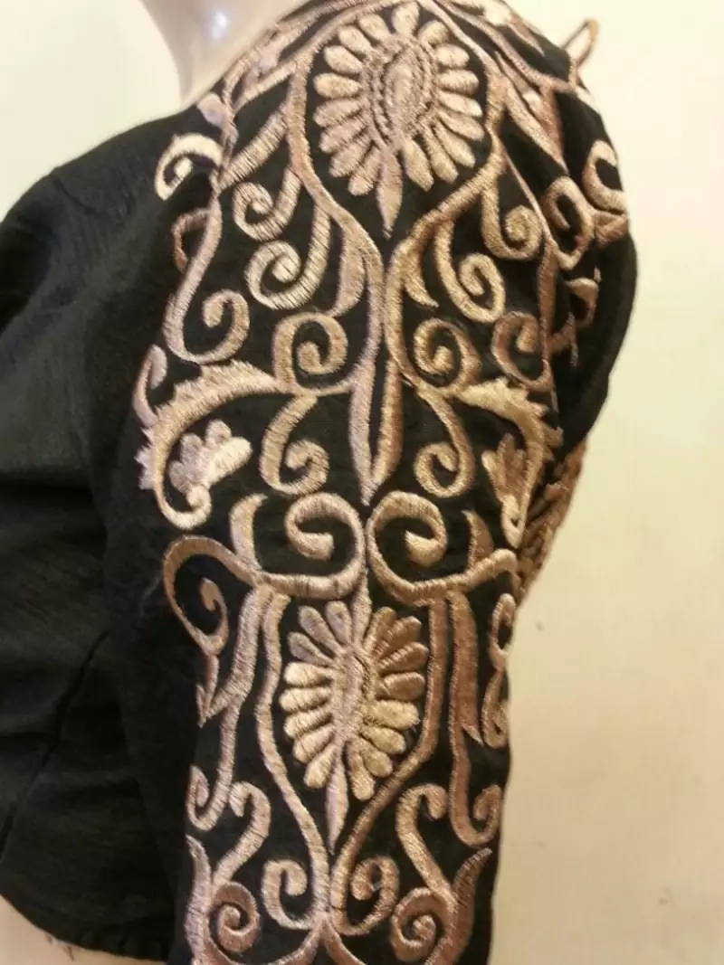Black dupion silk long sleeves blouse