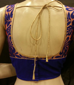 Blue dupion silk and emboss net blouse