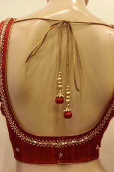 Maroon rawsilk handwork blouse.