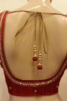 Maroon rawsilk handwork blouse.