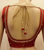 Maroon rawsilk handwork blouse.