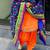 Orange plain cotton semi stitched salwar with dupatta