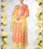 Multicolor embroidered pure cotton silk semi stitched salwar with dupatta