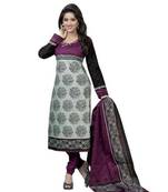 Multicolor printed cotton unstitched salwar with dupatta