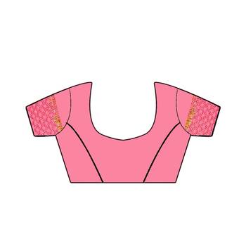 Pink Woven Chiffon Saree With Blouse 4