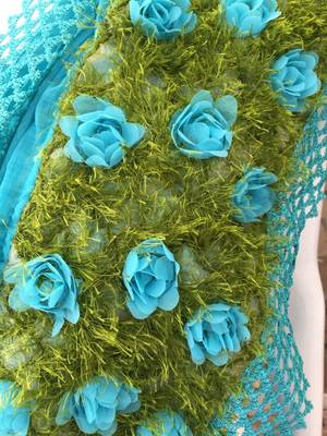 Sky Blue Woven Chiffon Saree With Blouse 5