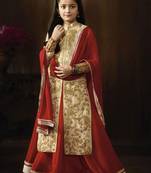 beige Dori Embroidery Work sharara kids salwar kameez
