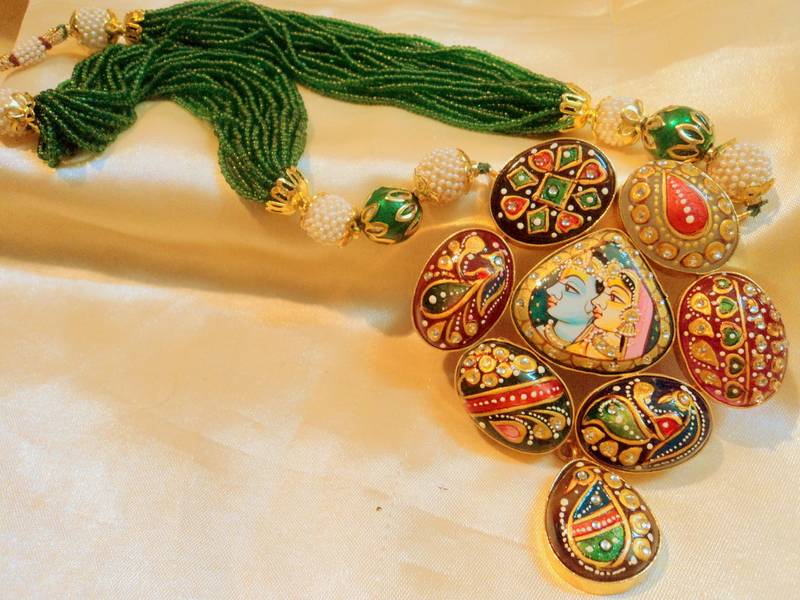 Tanjore Art Gold Plated Red Necklace Set