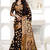 Black plain banarasi silk saree with blouse