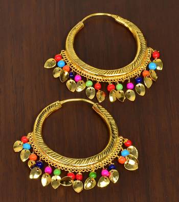 Multicolor BEADED PEEPAL PATTI hoops 1