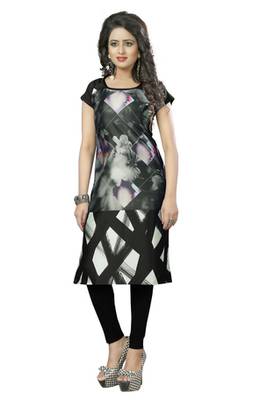 white printed crepe stitched kurti 1