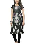 white printed crepe stitched kurti