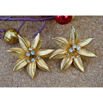 Dainty Gold Plated Flower Stud With Diamonds 1
