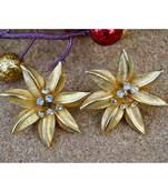 Dainty Gold Plated Flower Stud With Diamonds