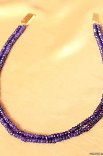 Semi Precious Amethyst Colour Two Line Necklace Set