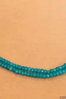Turquoise Colour Two Line Semi Precious Necklace Set