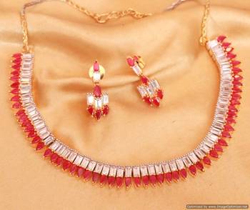 Ruby Diamond Look Elegant Necklace Set 1