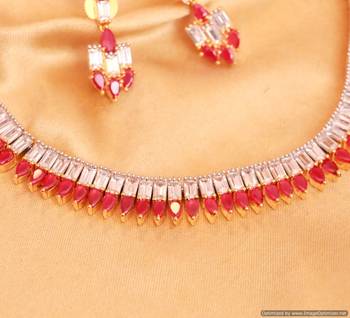 Ruby Diamond Look Elegant Necklace Set 3