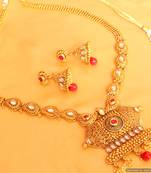 Paisley Pattern Polki Ruby Necklace Set