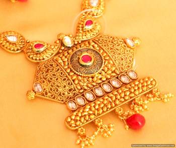 Paisley Pattern Polki Ruby Necklace Set 2