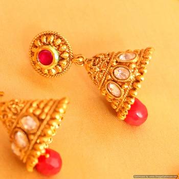 Paisley Pattern Polki Ruby Necklace Set 3