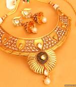 Antique Gold Look Polki Choker Necklace Set