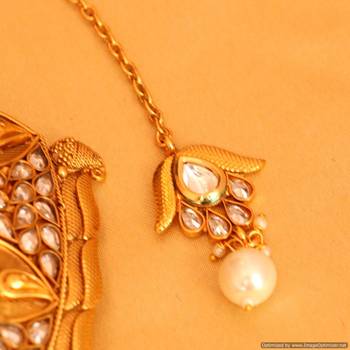 Antique Gold Look Polki Choker Necklace Set 3