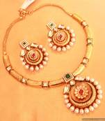 Multicolour Kundan  And  Pearl Antique Necklace Set