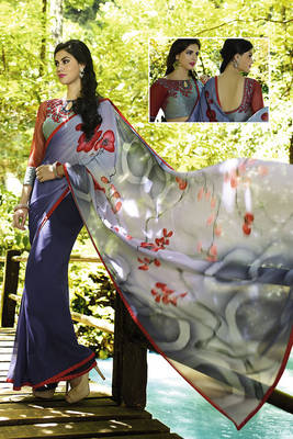 multicolor printed georgette saree with blouse 1