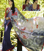multicolor printed georgette saree with blouse