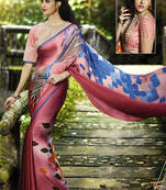 multicolor printed georgette saree with blouse