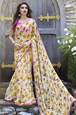multicolor printed georgette saree with blouse 1