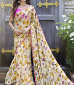 multicolor printed georgette saree with blouse