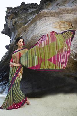 multicolor printed georgette saree with blouse 1