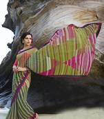 multicolor printed georgette saree with blouse