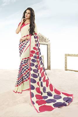 multicolor printed georgette saree with blouse 1