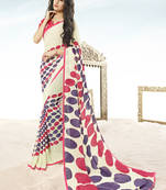multicolor printed georgette saree with blouse