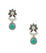 Red Green Antique Victorian Dangle Earrings Jewellery for Women - Orniza