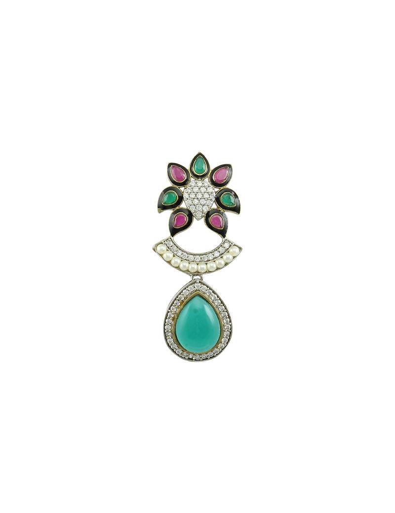 Red Green Antique Victorian Dangle Earrings Jewellery for Women - Orniza