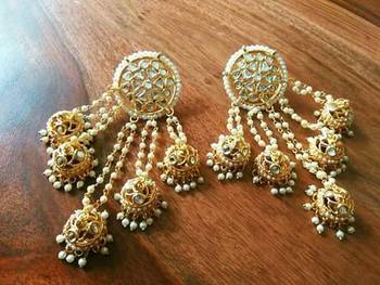 Big Kundan Gold Plated Danglers 1