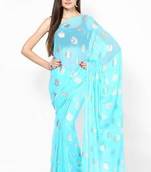Sky Blue Chiffon Foil Print Saree