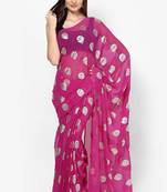 magenta Foil Print Chiffon Saree