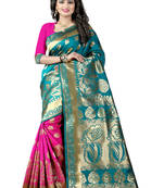 Light blue woven art silk saree with blouse