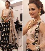 Black embroidered silk semi stitched lehenga choli