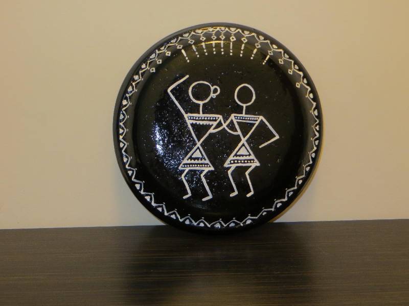 Black - Warli Art Plate